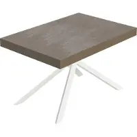 Itamoby Table Extensible Niket Gris Tourterelle 120/224X90 Cm Avec Pieds Blancs