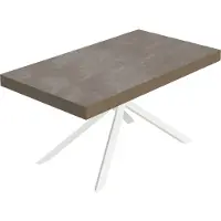 Itamoby Table Extensible Niket Gris Tourterelle 160/420X90 Cm Avec Pieds Blancs