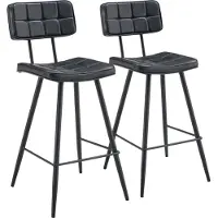 Happy Garden Lot de 2 tabourets de bar en simili noir FERNAND