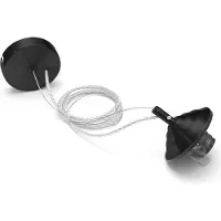 Gea Luce Alice - Kit De Suspension Pour Ampoule Alice V/P E27 Avec Rosace Noire, Câble Tressé Transparent Et Cache Douille 1Xe27 Max 1X60W