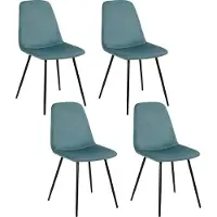 Home Deco Factory Lot de 4 Chaises - - Gulia - Velours Côtelé - Bleu