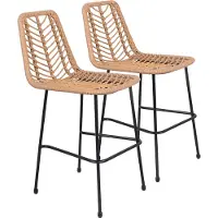 Happy Garden Lot de 2 tabourets de bar en rotin synthétique OKA