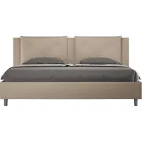 Ityhome Lit Double King Size Avec Sommier Rembourré 200X200 Appia Simili Cuir Gris Tourterelle