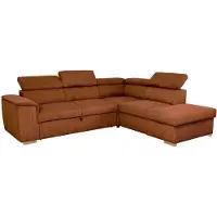 Sonstiges Canapé d'angle réversible avec fonction sommeil - 5 places - DAYTONA - Revêtement en velours couleur terracotta - Espace de rangement - L 260 x H 94 x P 216 cm
