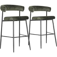 Happy Garden Lot de 2 tabourets de bar en tissu vert THEA