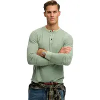 Superdry Lite Textured Grandad Long Sleeve T-shirt Vert S Homme