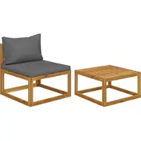 Syfax Salon de jardin 2 pcs avec coussin Bois d'acacia solide