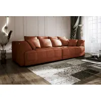 Domo Grand canapé TIGA avec assises extensibles électriquement 302x136cm| Stylé et Design moderne pour votre salon | Canapé-lit confortable | Couleur marron | APHRODITE