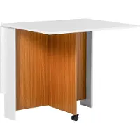 Youjia Table pliante Table à manger mobile avec plateau rabattable et roulettes, table d'appoint polyvalente pour la cuisine et la salle à manger, couleur blanche