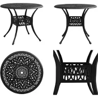 vidaXL Table de jardin noire 90x90x74 cm Fonte d'aluminium - Table de jardin - Tables - Tables