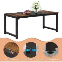 StarTech.com Table à manger - Table de cuisine rectangulaire - 160 × 80 × 75 cm - Pour 6 personnes - Panneau de particules aspect bois - Style moderne - Noir