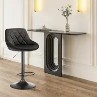 StarTech.com Tabourets de bar - Lot de 2 - Réglables en hauteur - Pivotants - Avec dossier et repose-pieds - Assise en velours - Structure en métal - Noir