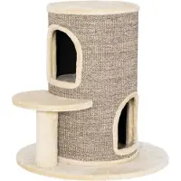 Fortuna Lai Katzenfass, arbre à chat à 2 niveaux, plate-forme de saut, point de vue, tapis à griffer, pour se reposer et jouer, beige