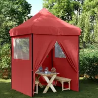 Prolenta Maison Exclusive - Tente de réception pliable Pop-Up avec 4 panneaux latéraux, rouge bordeaux
