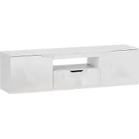 Kein Hersteller Meuble TV bas, 2 portes, 1 tiroir, 160 cm, pour téléviseurs jusqu'à 65 pouces, avec gestion des câbles (blanc)