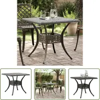 The Living Store Table de jardin Bronzes 80x80x75 cm Fonte d'aluminium