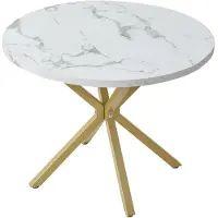 StarTech.com Table de salle à manger - Ronde - Aspect marbre, 110 cm, plastique, style minimaliste moderne, à monter - Noir