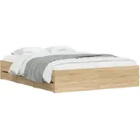 vidaXL Cadre de lit avec tiroirs sans matelas chêne sonoma 140x190 cm