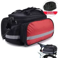 Youjia Sac de vélo arrière imperméable pour porte-bagages, sac de vélo arrière avec housse de pluie, rouge