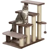 Youjia Escalier pour animaux, arbre à chat, 4 marches, pour animaux jusqu'à 5 kg, 60 x 40 x 64 cm, marron