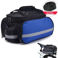 Youjia Sac de vélo arrière imperméable pour porte-bagages, sac de vélo arrière avec housse de pluie, bleu