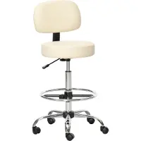 Youjia Tabouret de bar pivotant avec dossier, réglable en hauteur, revêtement enPolyuréthanebeige, 56 x 57 x 104-127 cm, pour cuisine et bar