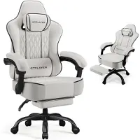 GTPLAYER Fauteuil gaming , fauteuil de bureau, fauteuil PC ergonomique, fauteuil pivotant réglable en hauteur, accoudoirs avec mécanisme synchrone, coussin lombaire, appui-tête