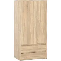 STIV Möbel | Armoire Chêne Sonoma 90x50x180 cm | 2 portes + 2 tiroirs | Meubles de rangement | Pour chambre et couloir