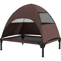 Fortuna Lai Lit pour chien d'extérieur avec toit, lit surélevé pour chiens de taille moyenne, 76 x 61 x 71 cm, couleur café