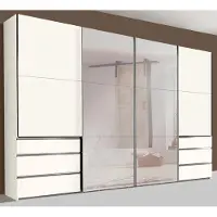 Wimex Armoire à portes coulissantes pour chambre à coucher, modèle Level, 4 portes, blanche, 300 cm