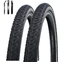 Schwalbe 2 pneus Marathon E-Plus Smart D-Guard E-50, noir avec bandes réfléchissantes, 28 x 2,15 (55-622), comprenant des démonte-pneus