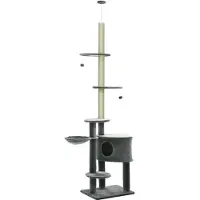 StarTech.com Arbre à chat - Arbre d'escalade - 4 niveaux - Troncs en sisal - Bois - Gris foncé