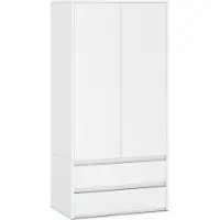 STIV Möbel | Armoire Blanc Mat 90x50x180 cm | 2 portes + 2 tiroirs | Look minimaliste moderne