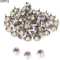 Gistuch 50pcs 7mm bricolage argent griffe ronde A degrés cristal strass pour l'artisanat et la décoration (rose)
