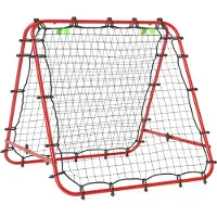 Youjia Réseau de rebond pour football, mur de rebond double face, réglable sur 5 niveaux pour l'entraînement au football, en acier rouge, 100 x 95 x 90 cm
