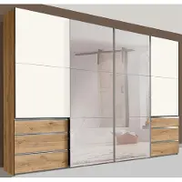 Wimex Armoire à portes coulissantes, 4 portes, chêne planches, blanc, 350 cm
