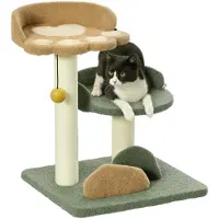 StarTech.com Arbre à chat - Colonne à griffer - 52 cm de haut - 3 niveaux - Sisal et bois - Balle