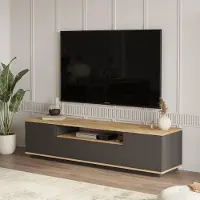 Syfax Meuble TV, 180 x 45 x 45 cm, Pin Atlantique et Anthracite, Panneau Mélaminé 18mm, Moderne