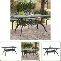 The Living Store Table de jardin , noire, 150 x 90 x 72 cm, en fonte d'aluminium
