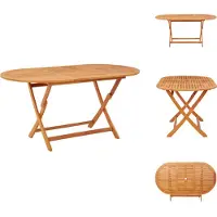 vidaXL Table de jardin pliante 160 x 85 x 75 cm en bois massif d'eucalyptus - Tables de jardin
