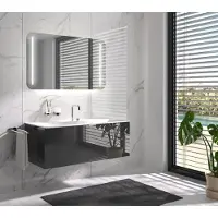 Emco MI 270 Miroirs lumineux Miroirs lumineux MI avec coins arrondis et 2 bandes lumineuses à gauche et à droite, avec éclairage du lavabo, avec feuille chauffante, hauteur 800mm, 449829016