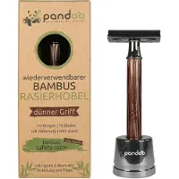 Pandoo Rasoir en bambou avec manche étroit, 10 lames incluses