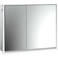 Emco loft Armoire de toilette avec éclairage, 800mm, 2 portes, modèle à encastrer, aluminium/blanc, 979806109