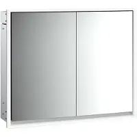 Emco loft Armoire de toilette avec éclairage, 800mm, 2 portes, modèle à encastrer, aluminium/blanc, 979806107