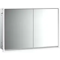 Emco loft Armoire de toilette avec éclairage, 1000mm, 2 portes, modèle à encastrer, aluminium/blanc, 979806113
