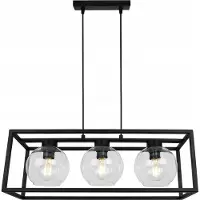 Light11 HOME Haga Cage Lampe à suspendre - Plafonnier pour le salon, la chambre à coucher et la salle à manger - Suspension en métal et verre - E27 - Transparent - 3-flamme