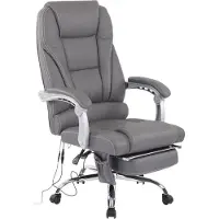 BellaFurn Fauteuil de massage ergonomique - chaise de bureau de luxe - avec fonction massage et repose-pieds réglable | Couleur : gris