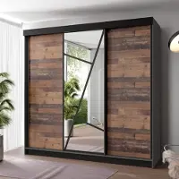 KIER FURNITURE Armoire avec miroir - Armoire à portes coulissantes, 200x205x59 cm