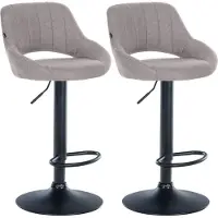 BellaFurn set de 2 tabourets de bar - Tabouret de bar - Réglable en hauteur avec fonction rotation 360° | Couleur : gris | Matériau châssis : métal noir mat
