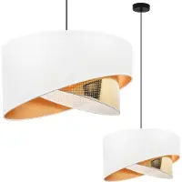 Light11 HOME ASTI Lampe à suspendre, oblique, noir, 1 abat-jour plat, blanc doré, TS